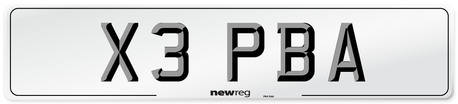 X3 PBA Number Plate from New Reg